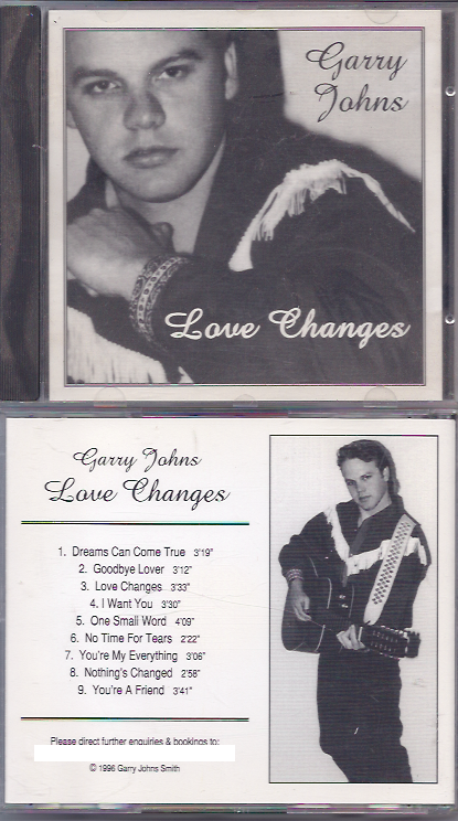 Front and back covers of Garry Johns' original album Love Changes